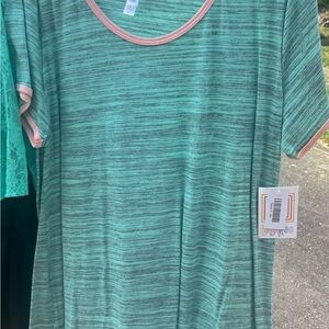 LuLaRoe Green Blue Relaxed Short Sleeve Classic T NEW WITH TAGS